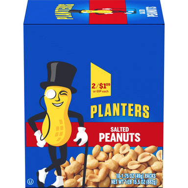 Planters Salted Peanuts, 18 ct Box, 1.75 oz Packs PLANTERS 