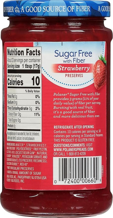 Polaner Sugar-Free Preserves, Grape, Strawberry & Seedless Blackberry Flavors, 13.5 Oz Jar Polaner 
