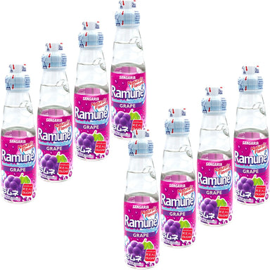 Ramune Japanese Soda, Grape, 6.76 Fluid Ounce, Pack of 8 Snackathon 