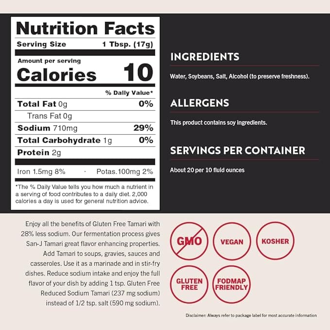 San-J Tamari Gluten-Free Soy Sauce, Non-GMO, Traditionally Brewed, 10 Oz San-J 