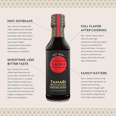 San-J Tamari Gluten-Free Soy Sauce, Non-GMO, Traditionally Brewed, 10 Oz San-J 