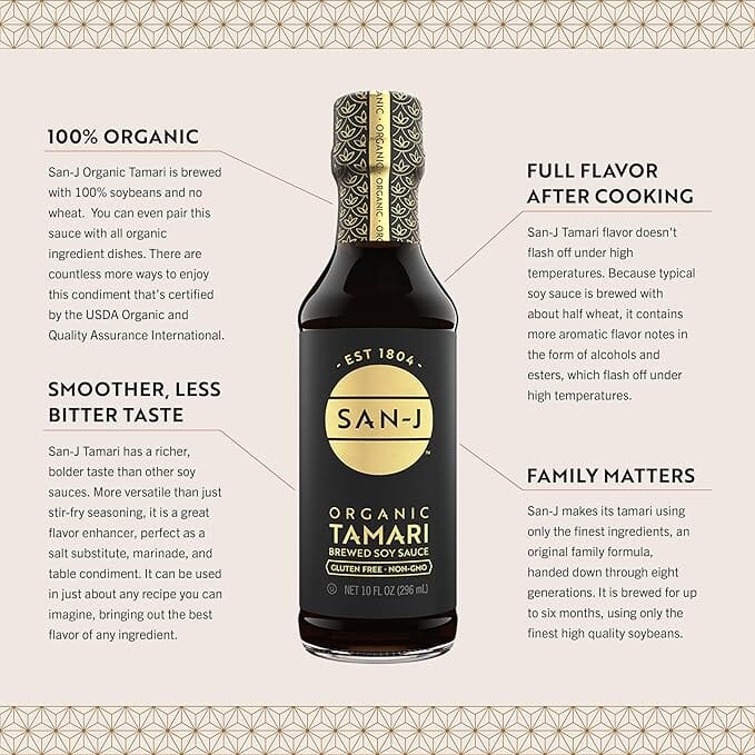 San-J Tamari Gluten-Free Soy Sauce, Non-GMO, Traditionally Brewed, 10 Oz San-J 