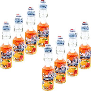 Sangaria Ramune Japanese Soda, Orange, 6.76 Fluid Ounce, Pack of 8 Snackathon 