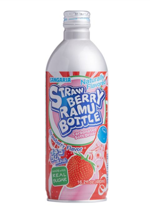Sangaria Ramune Japanese Soda, Strawberry Flavor Sangaria Strawberry 16.2 Fluid Ounce 