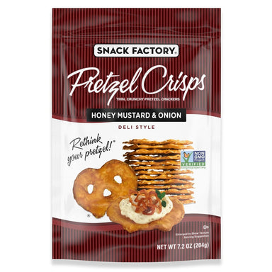 Snack Factory Pretzel Crisps Crackers, Honey Mustard & Onion, 7.2 Ounce (EXP 2026-09-26) Snack Factory Honey Mustard and Onion 7.2 Ounce 