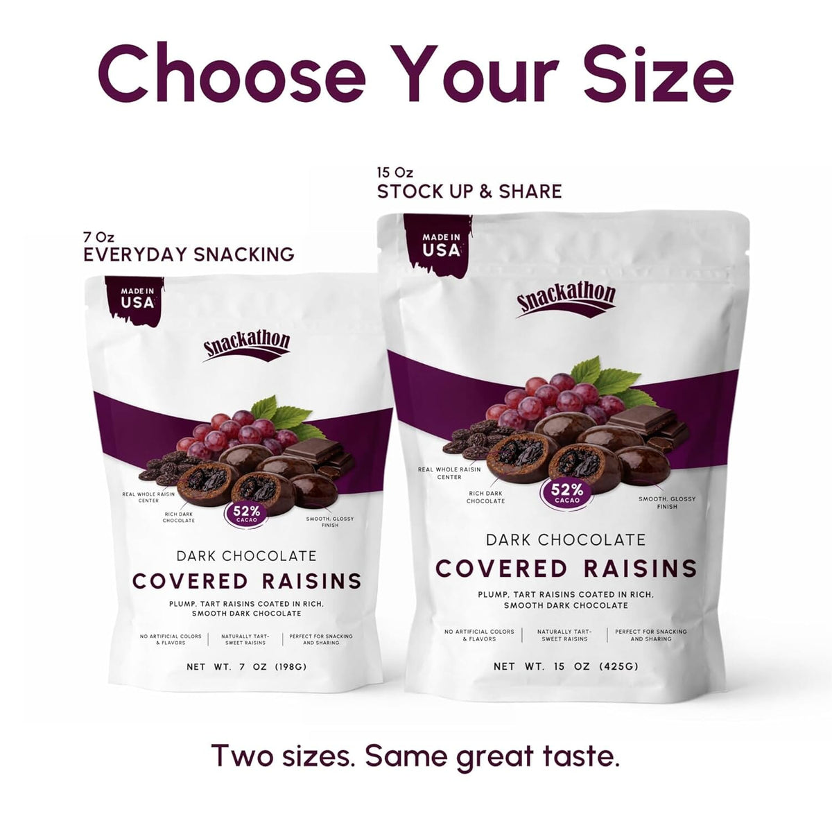 Snackathon 52% Dark Chocolate Covered Raisins — Snackathon Foods
