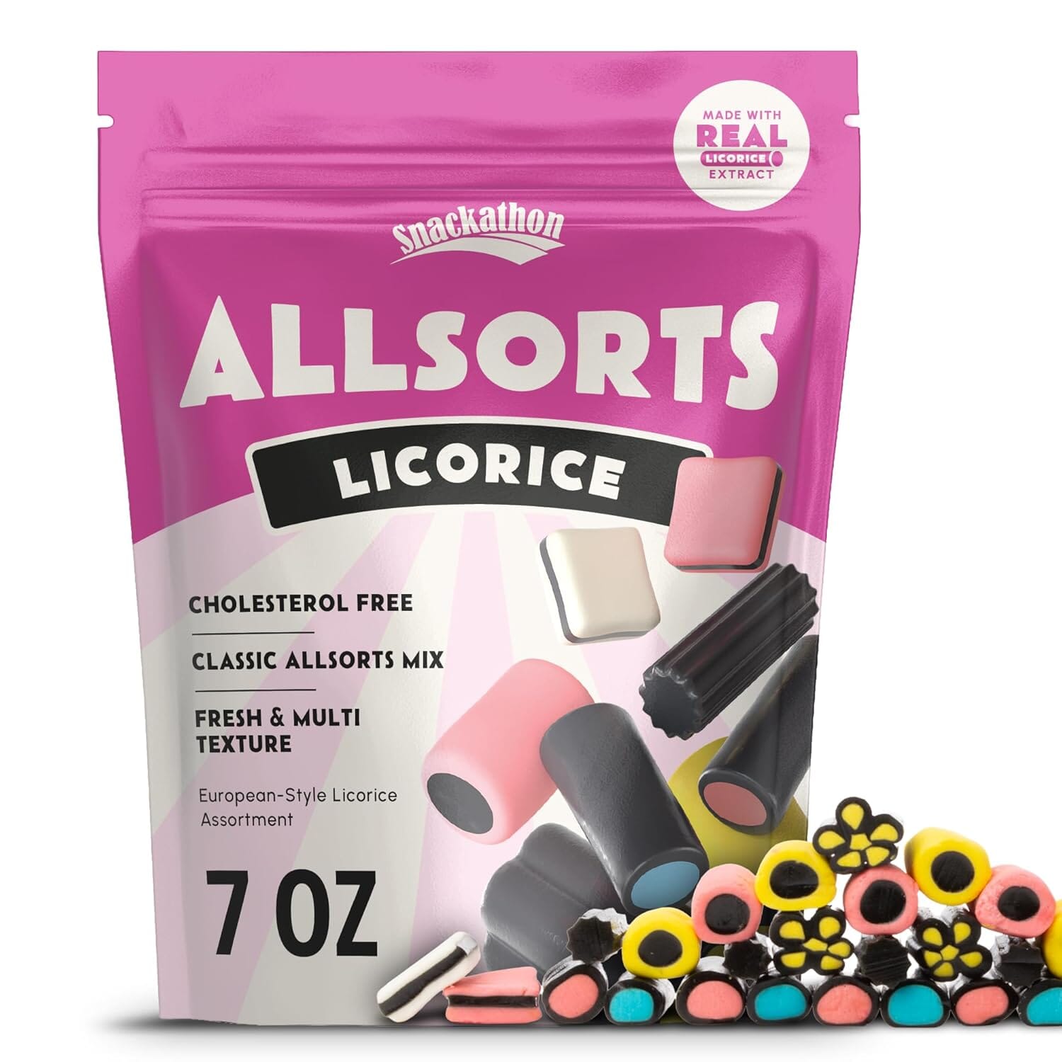 Snackathon Allsorts Licorice Candy Bag Snackathon Foods 7 Ounce 