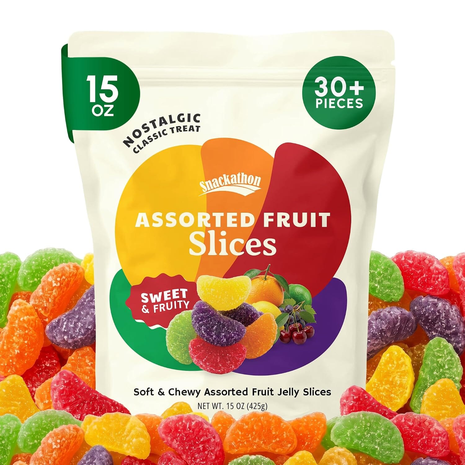 Snackathon Assorted Fruit Slices Candy Snackathon Fruit Slices 15 Ounce 