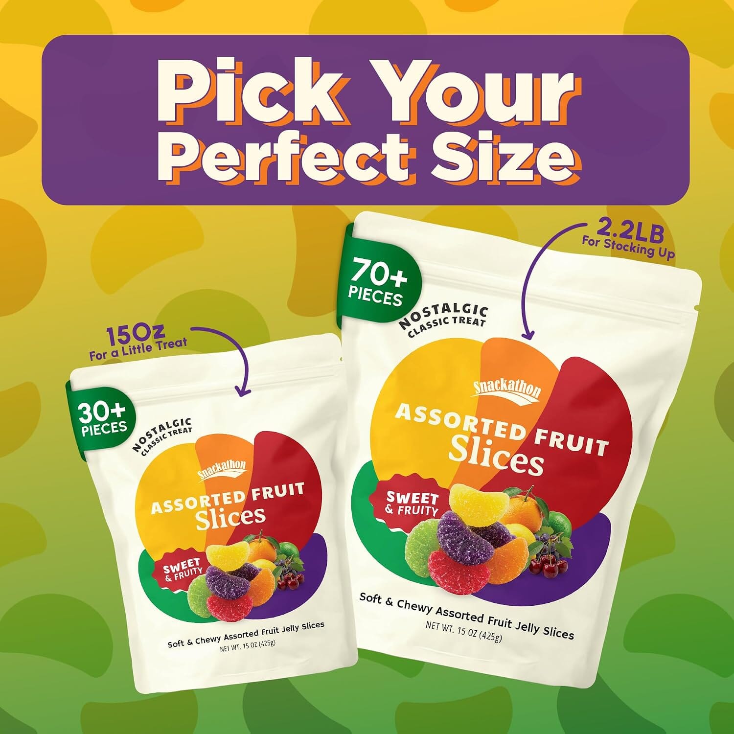 Snackathon Assorted Fruit Slices Candy, Soft & Chewy Slices Snackathon 