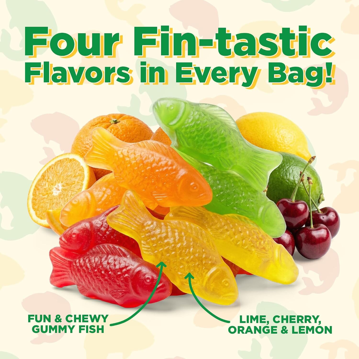 Snackathon Assorted Juju Fish Candy, 15 oz, Fun & Chewy Fruit Gummy Candy | Resealable Bag, Gummy Fish Juju Candies in Lime, Cherry, Orange, Lemon Flavors, Gelatin Free, Great for Parties & Sharing Snackathon 