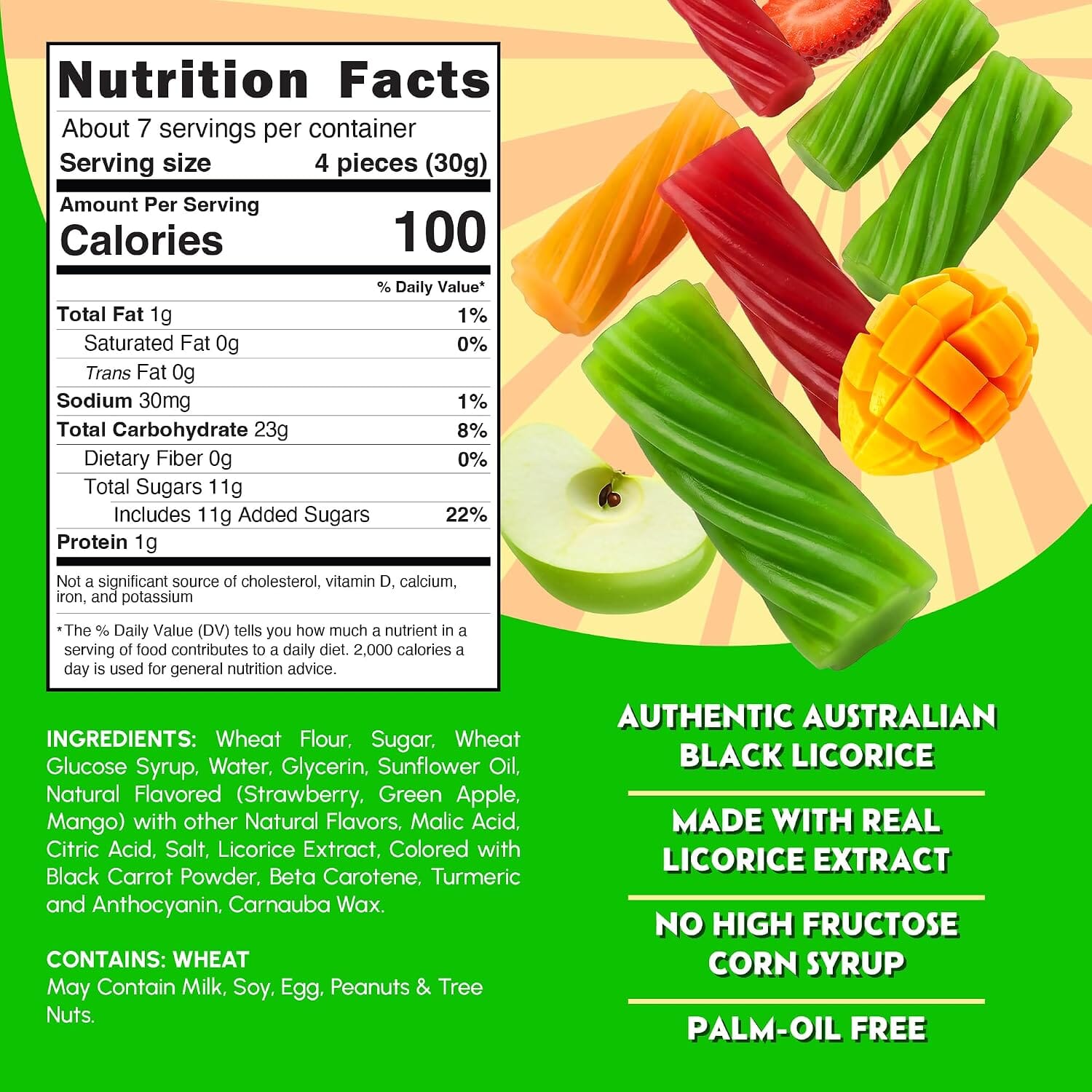 Snackathon Australian Licorice Candy, Natural Mixed Fruit Twists, Soft & Chewy Classic Gourmet Treat for Parties, Candy Bowls & Snacking, Made in Australia Snackathon Foods 