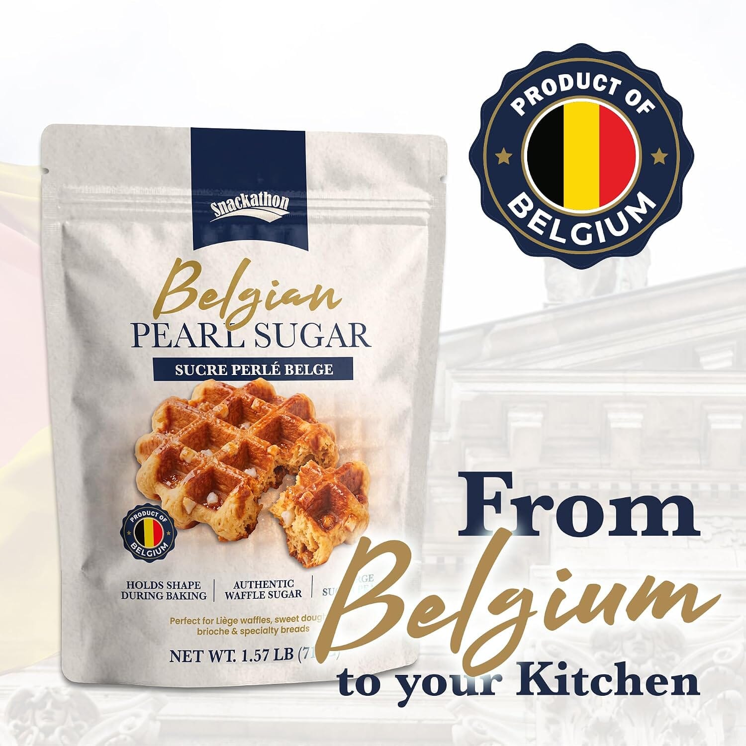 Snackathon Belgian Pearl Sugar, Large Pearl Sugar for Baking Snackathon 