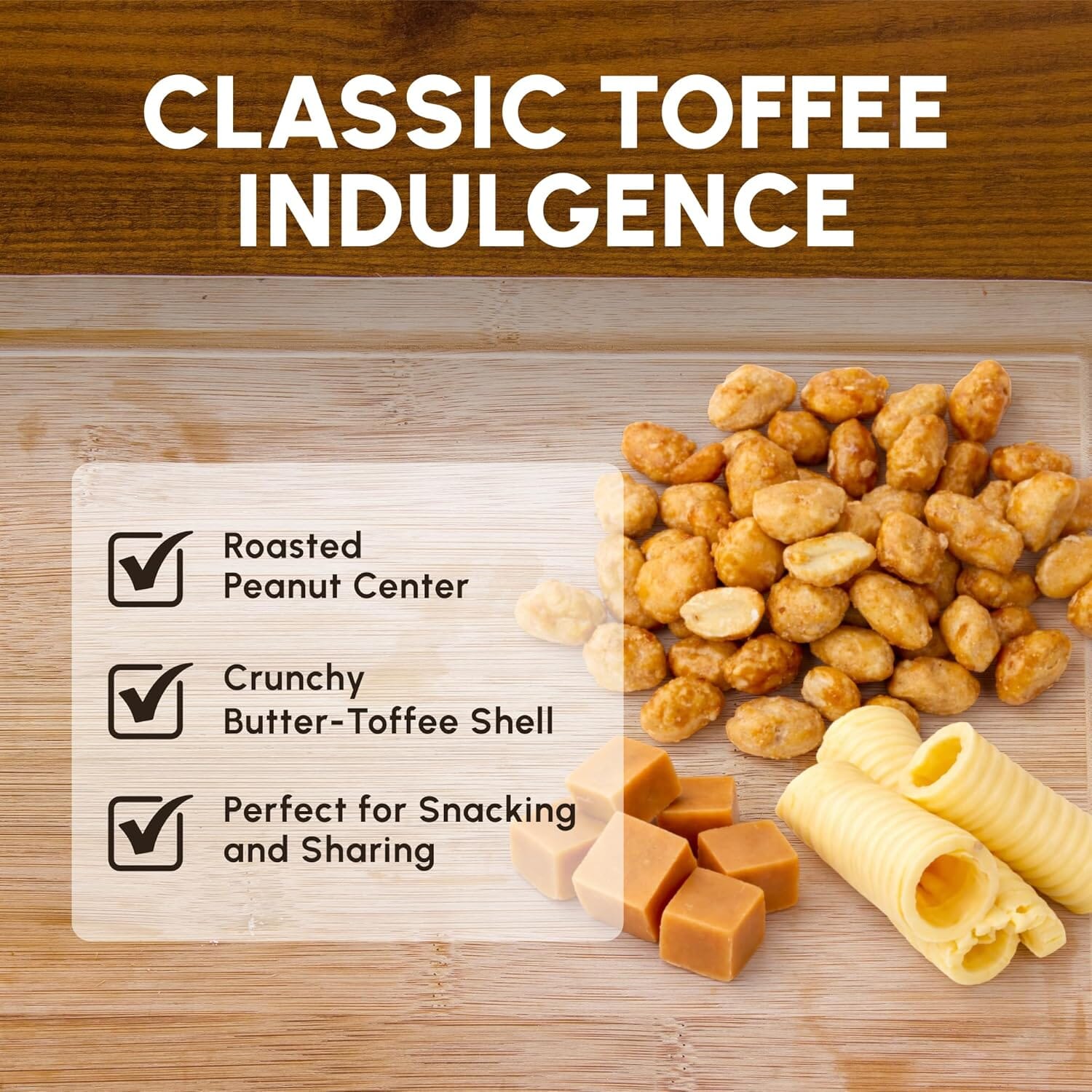 Snackathon Butter Toffee Peanuts, Sweet & Salty Gourmet Candied Nuts – 15 oz Resealable Bag Snackathon Foods 