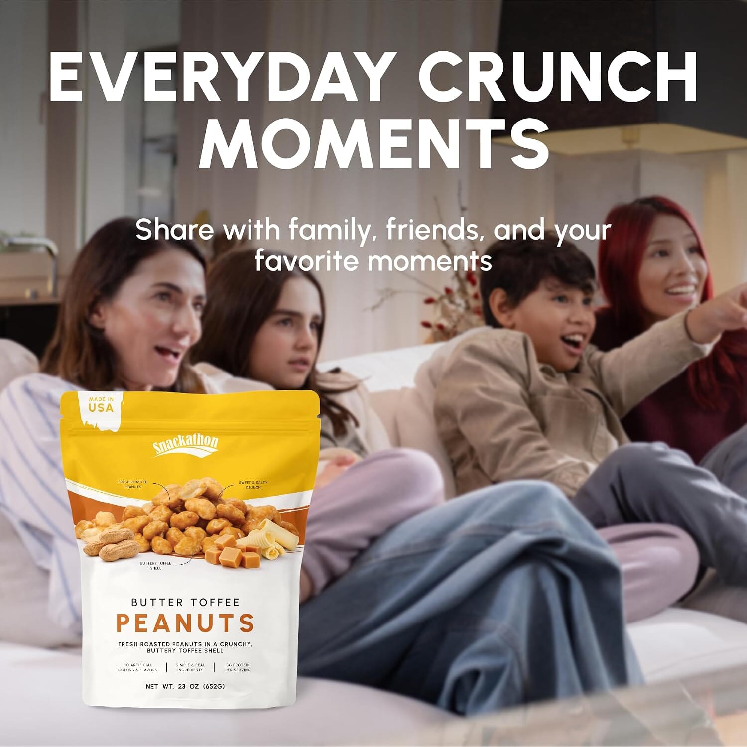 Snackathon Butter Toffee Peanuts, Sweet & Salty Gourmet Candied Nuts Snackathon 