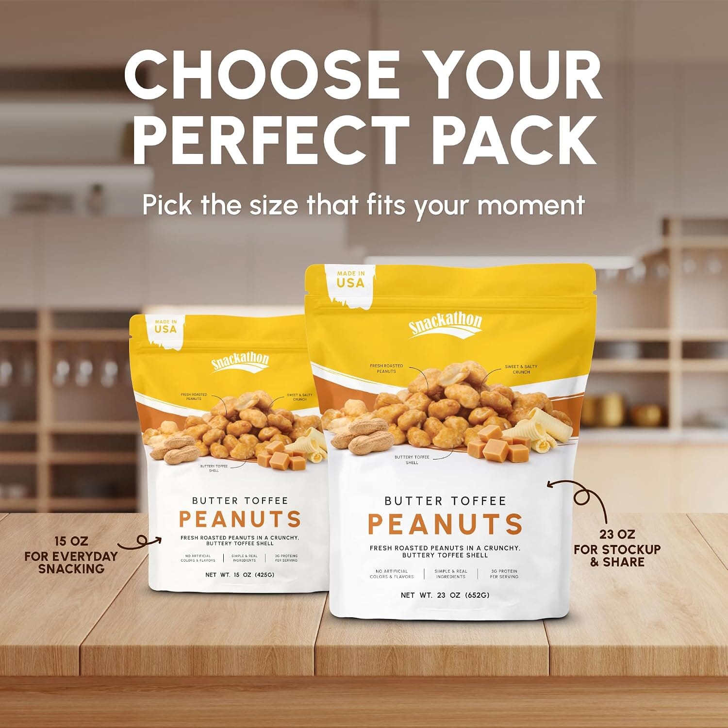 Snackathon Butter Toffee Peanuts, Sweet & Salty Gourmet Candied Nuts Snackathon 