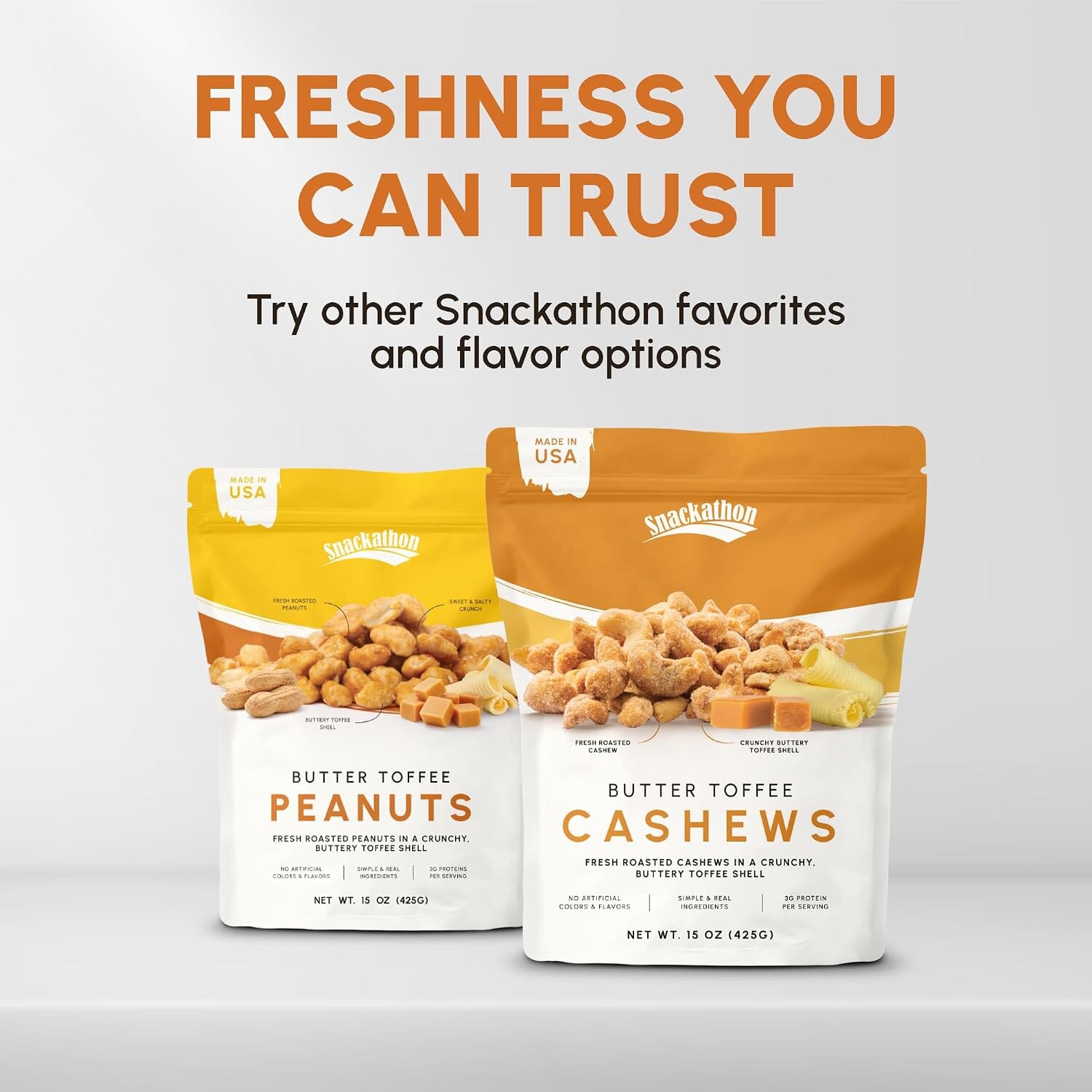 Snackathon Butter Toffee Peanuts, Sweet & Salty Gourmet Candied Nuts Snackathon 