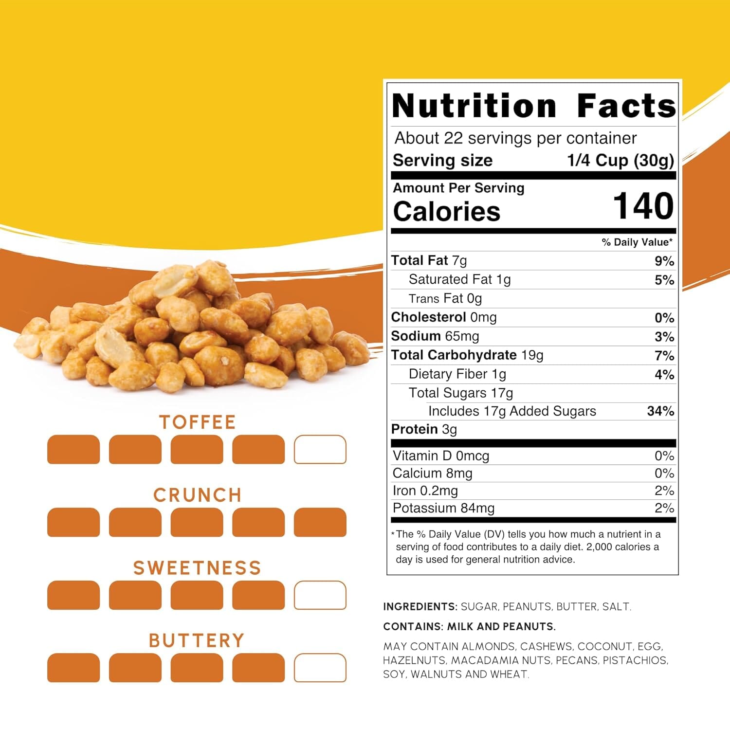 Snackathon Butter Toffee Peanuts, Sweet & Salty Gourmet Candied Nuts Snackathon Foods 