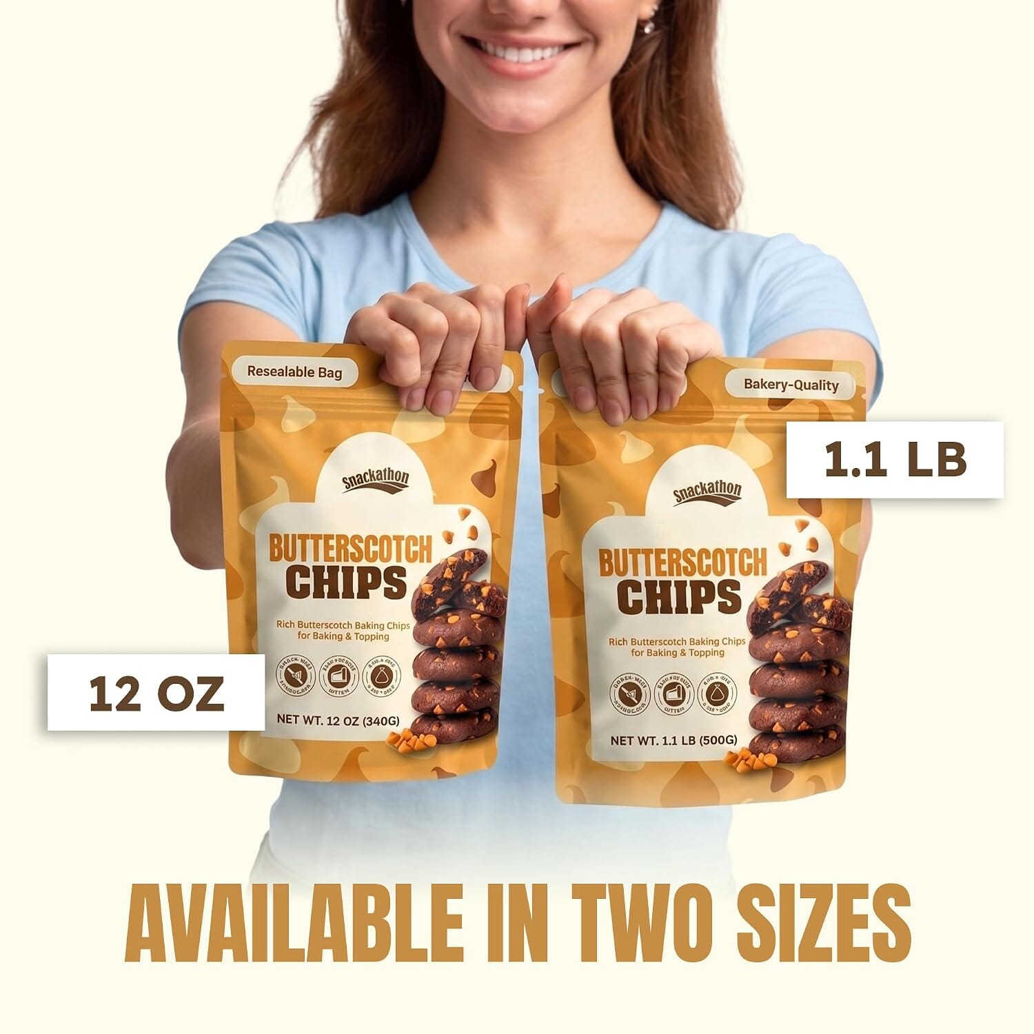 Snackathon Butterscotch Baking Chips, Gluten Free Dessert Topping Snackathon 
