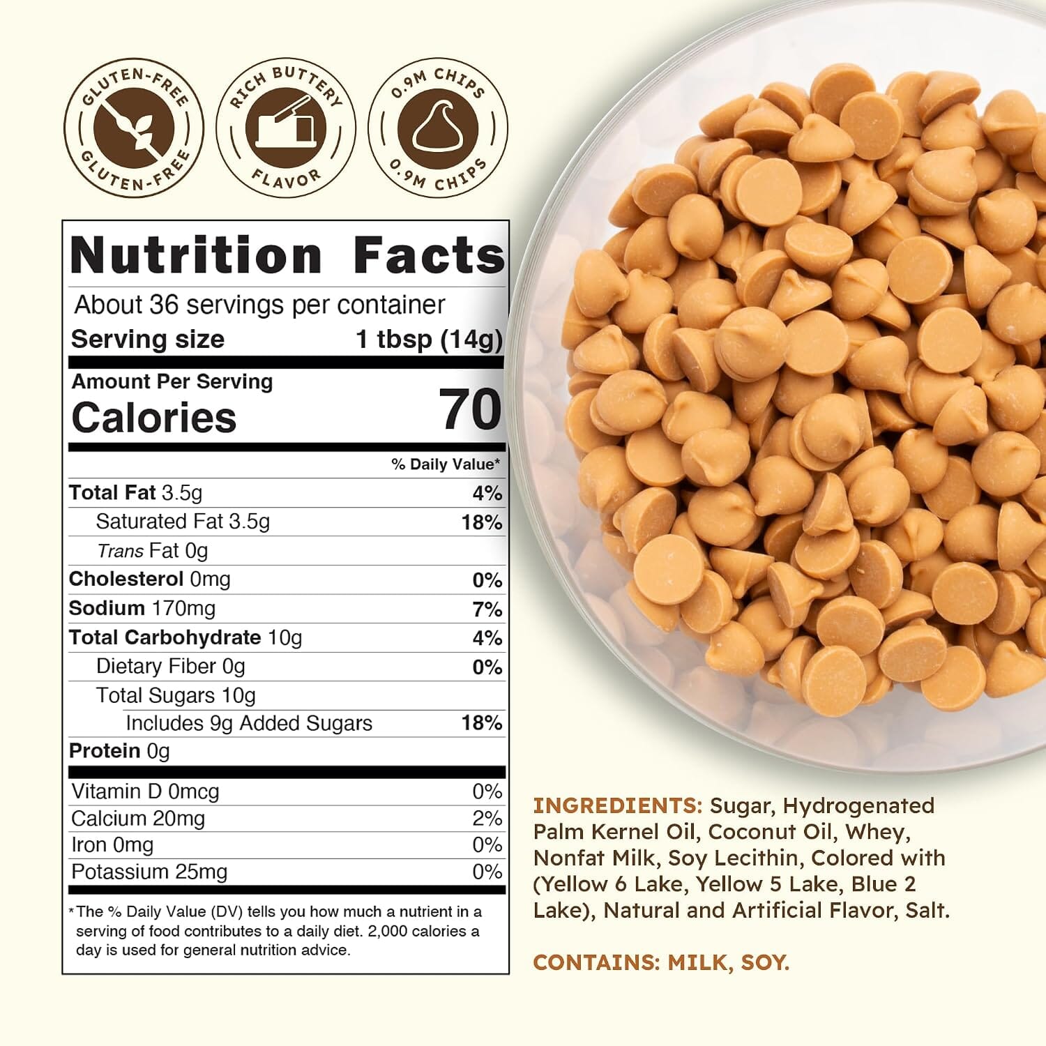 Snackathon Butterscotch Baking Chips, Gluten Free Dessert Topping Snackathon 