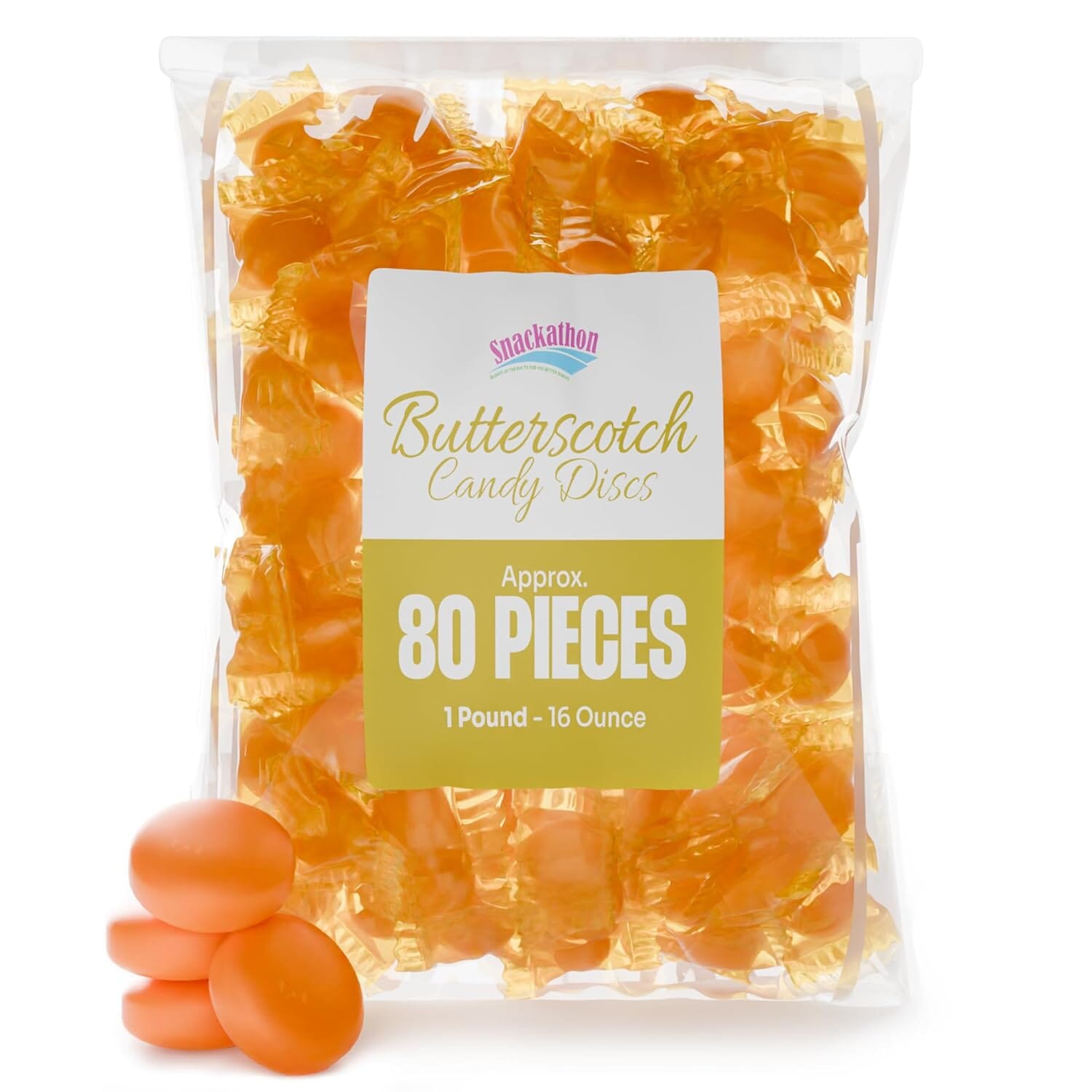 Snackathon Butterscotch Hard Candy – Individually Wrapped Bulk Bags (1LB, 2LB, 4LB) Snackathon 1 Pound 