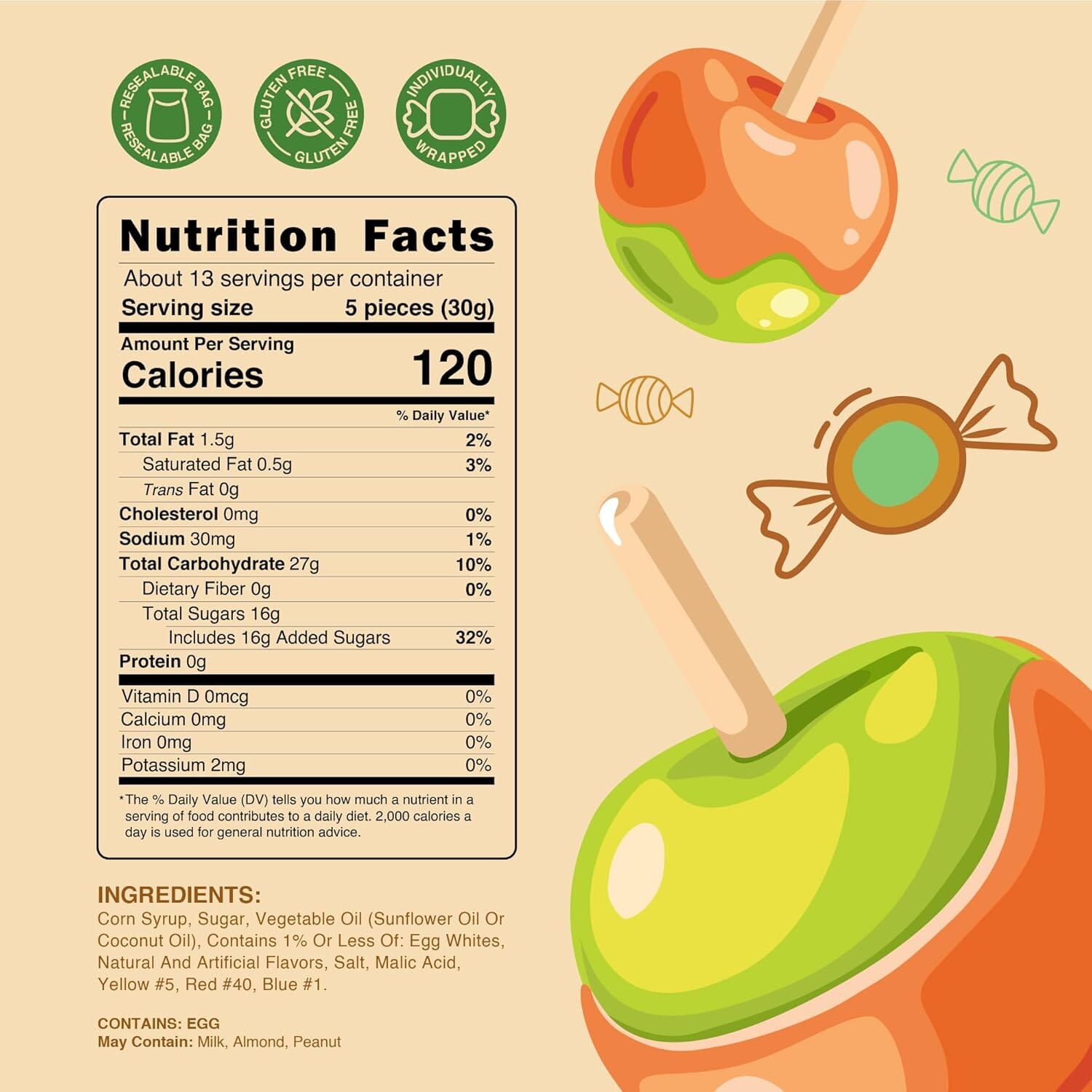 Snackathon Caramel Apple Salt Water Taffy – Soft & Chewy Gourmet Candy,15 oz Resealable Bag Snackathon Foods 