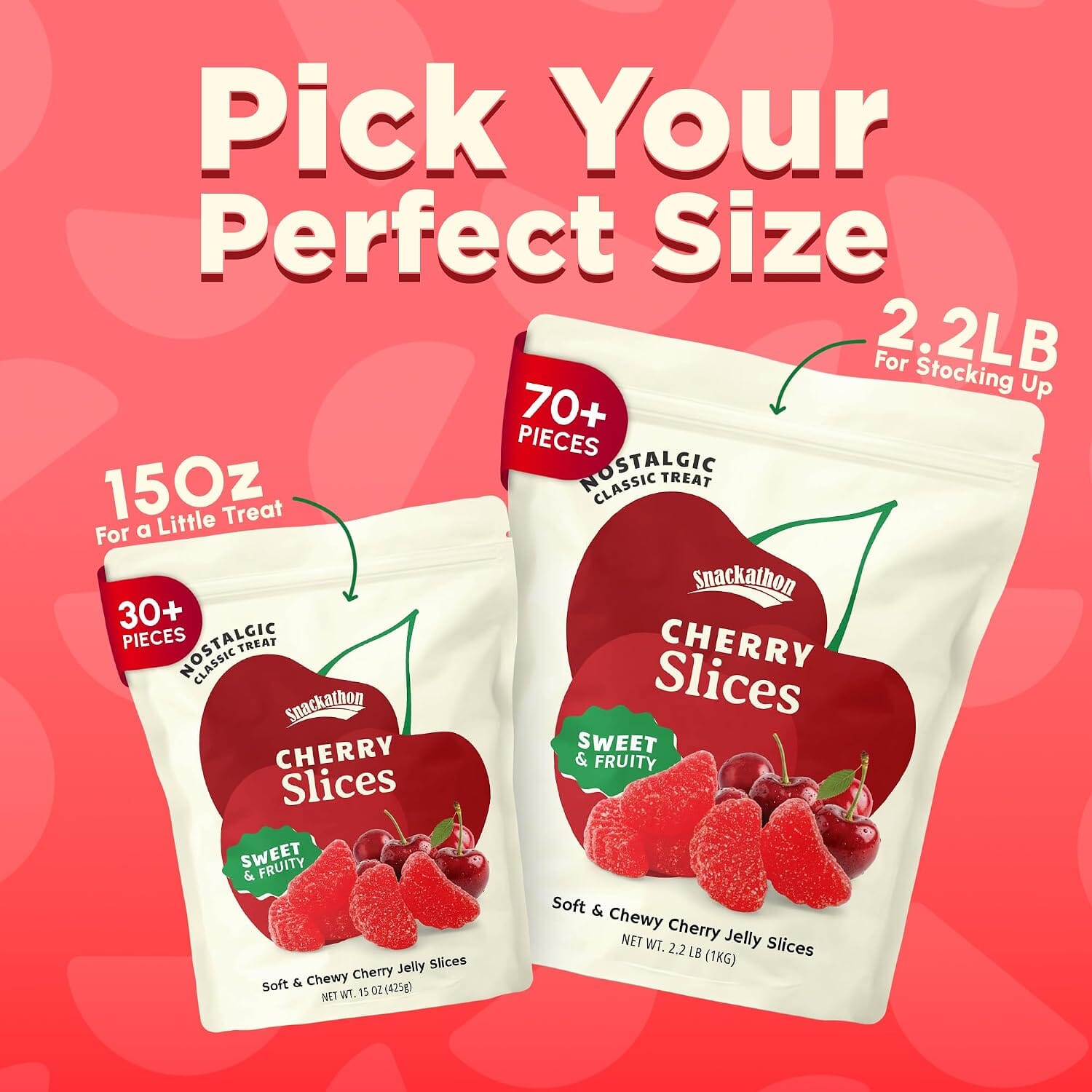 Snackathon Cherry Slices Candy, Soft & Chewy Slices Snackathon 