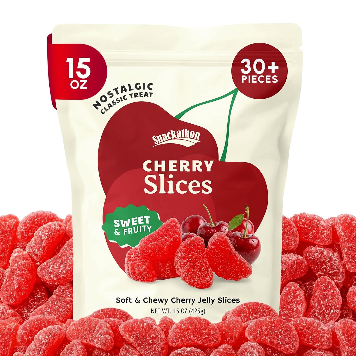Snackathon Cherry Slices Candy, Soft & Chewy Slices Snackathon Cherry Slices 15 Ounce 