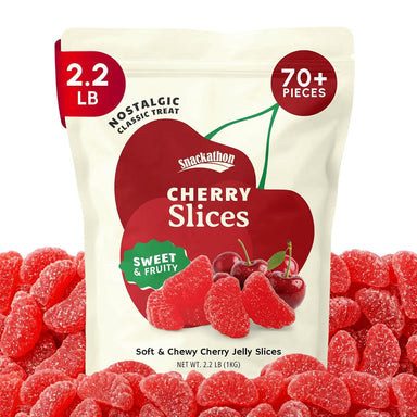 Snackathon Cherry Slices Candy, Soft & Chewy Slices Snackathon Cherry Slices 2.2 Pound 