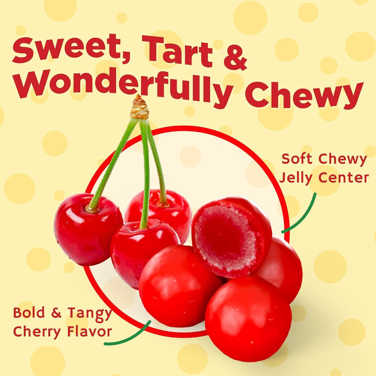 Snackathon Cherry Sours, Sweet & Tart Chewy Candy Balls Snackathon 