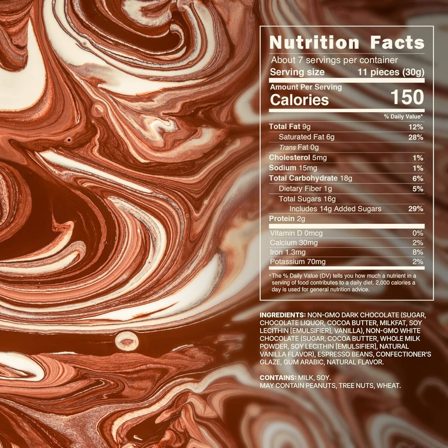Snackathon Chocolate Covered Espresso Beans - 7 oz (Marbled & Milk Chocolate Flavor) Snackathon Foods 