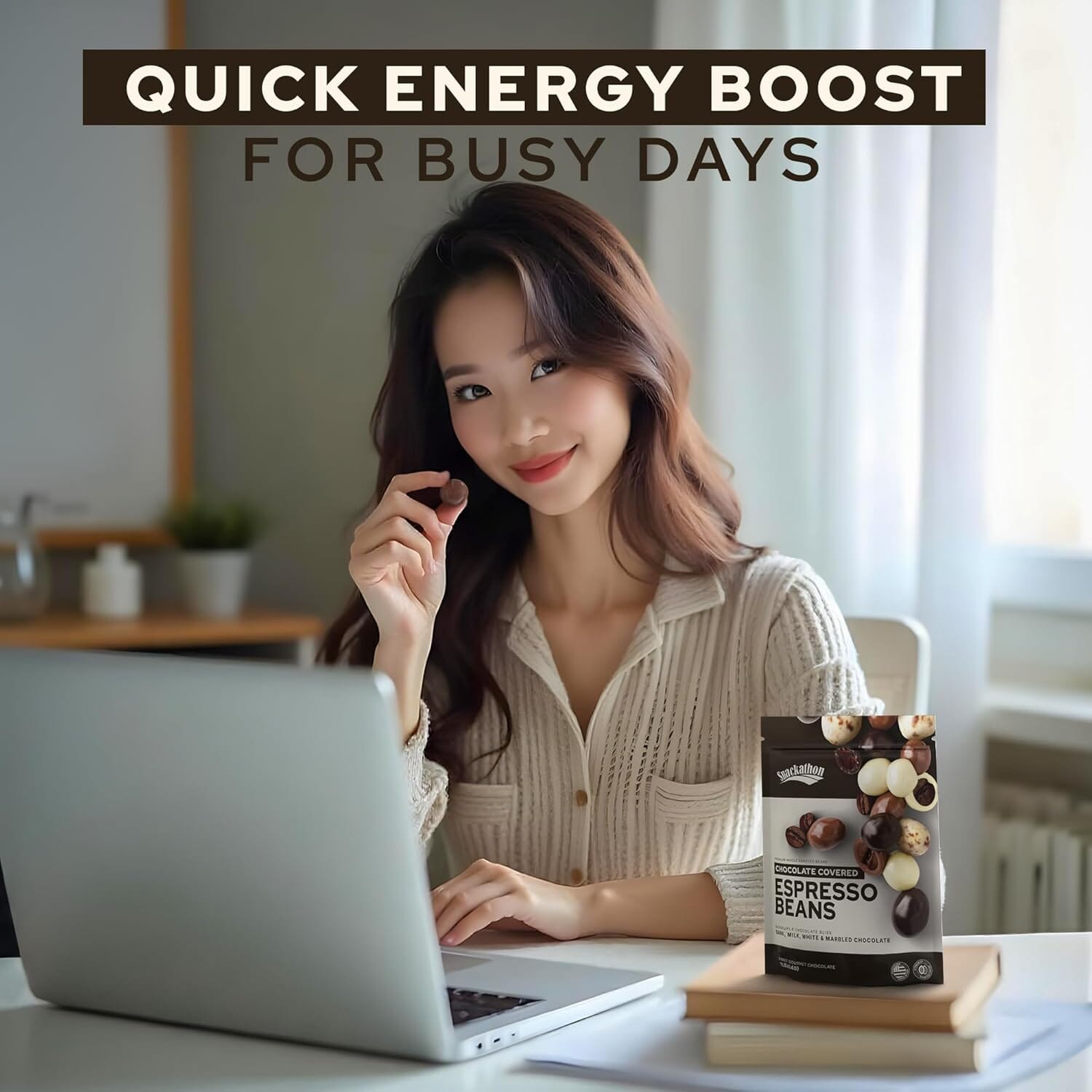 Snackathon Chocolate Covered Espresso Beans, Trio Blend (Dark, Milk & White), Bag Candy & Snacks Snackathon 