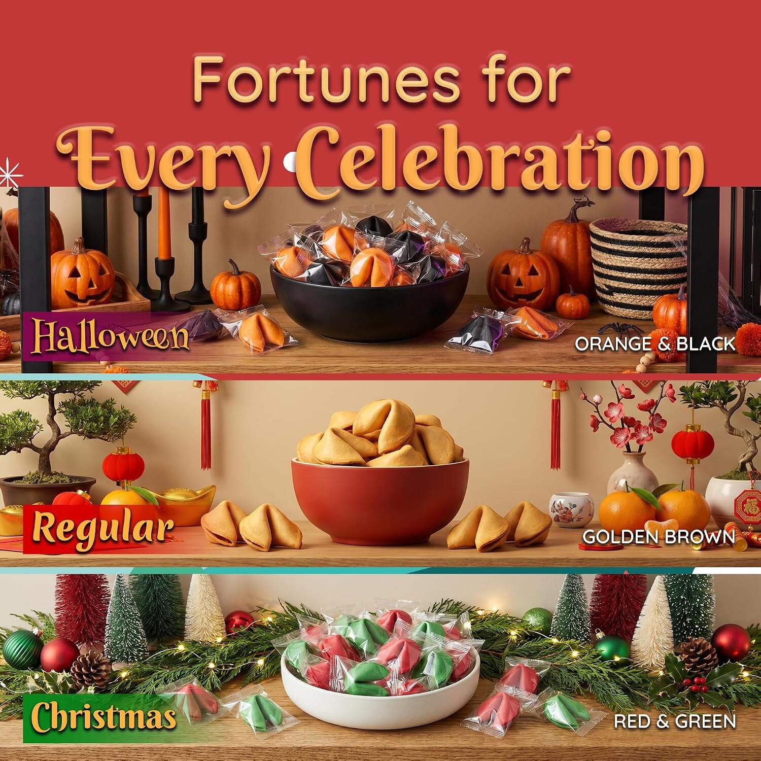 Snackathon Christmas Fortune Cookies, Individually Wrapped Snackathon 