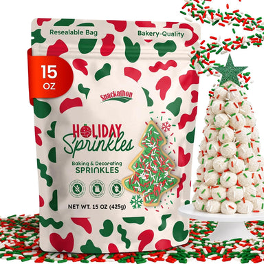 Snackathon Christmas Sprinkles, Holiday Jimmies Snackathon Christmas Sprinkles 15 Ounce 