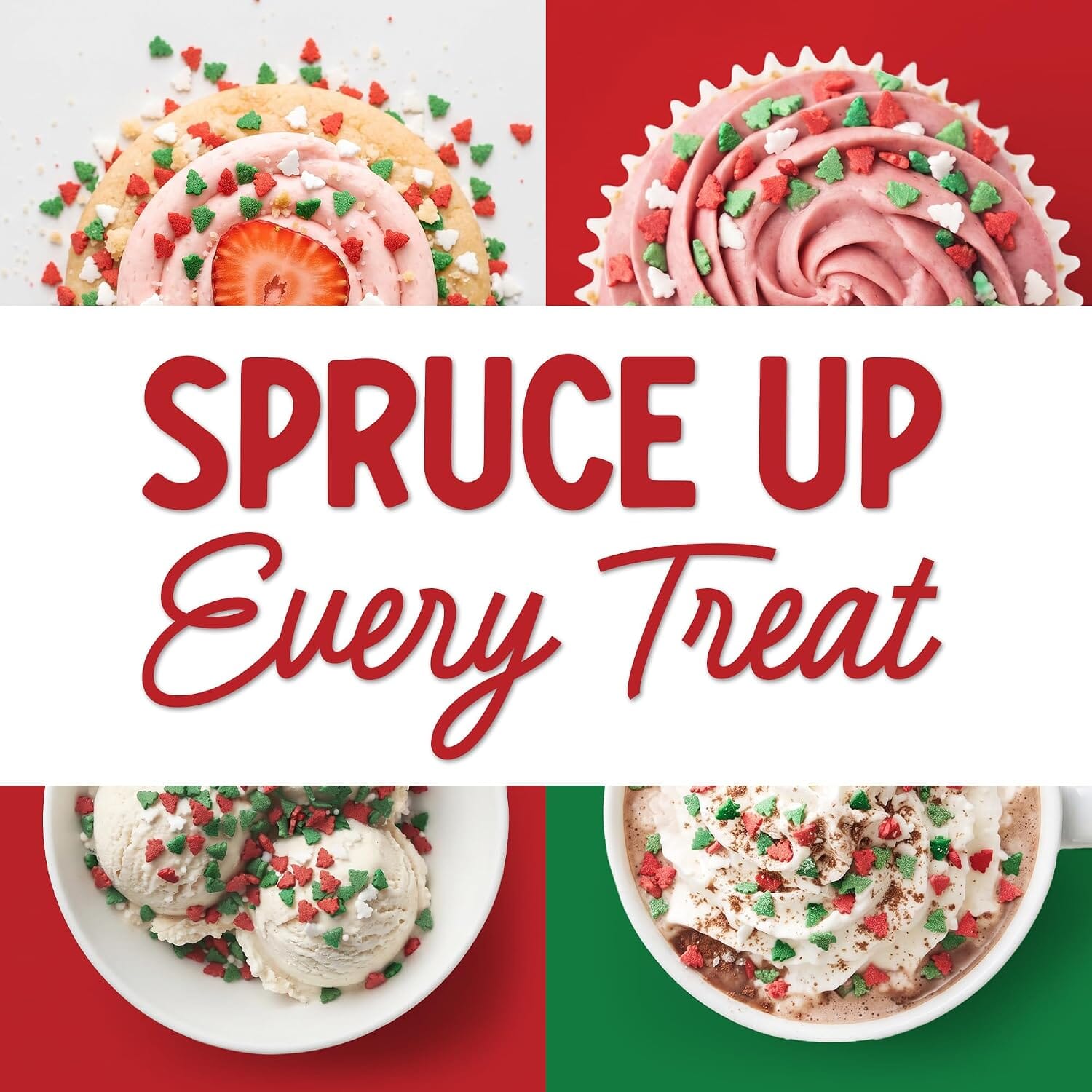 Snackathon Christmas Tree Sprinkles, Bulk Holiday Decor Sprinkles Festive Red, Green & White Tree Confetti Sprinkles, Gluten Free, For Holiday Baking Decorations, Cookie & Cupcake Toppers Snackathon 