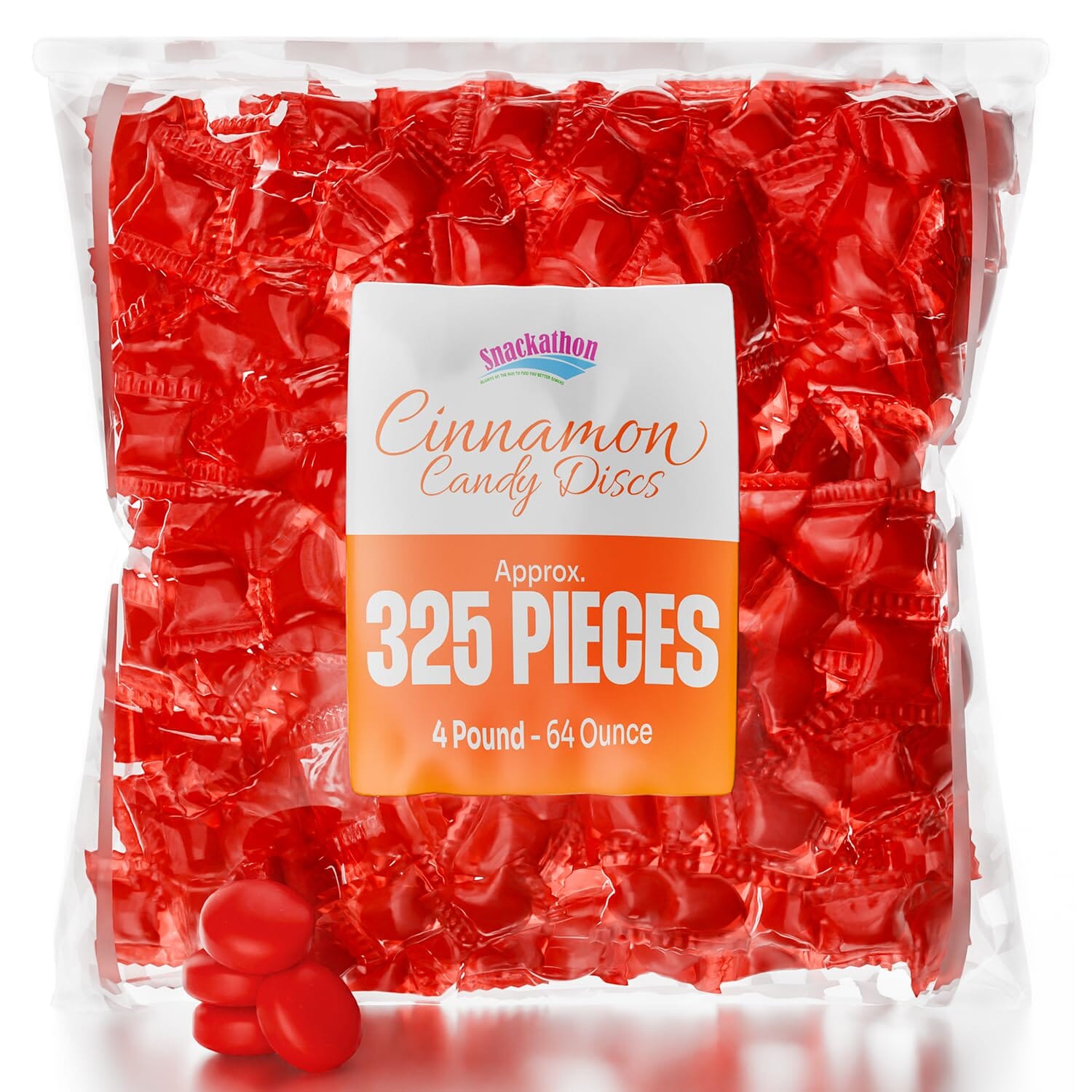 Snackathon Cinnamon Starlight Candy – Individually Wrapped Discs (1LB, 2LB, 4LB) Snackathon 4 Pound 