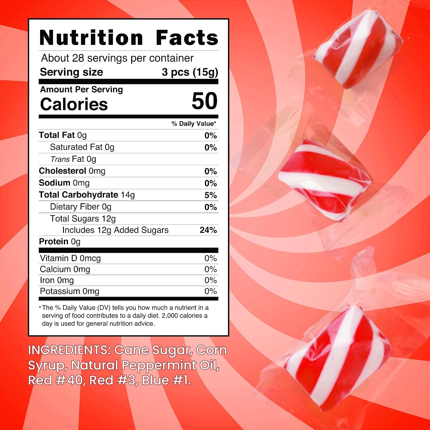 Snackathon Classic Red & White Peppermint Twists Hard Candy, 1 Pound Snackathon 