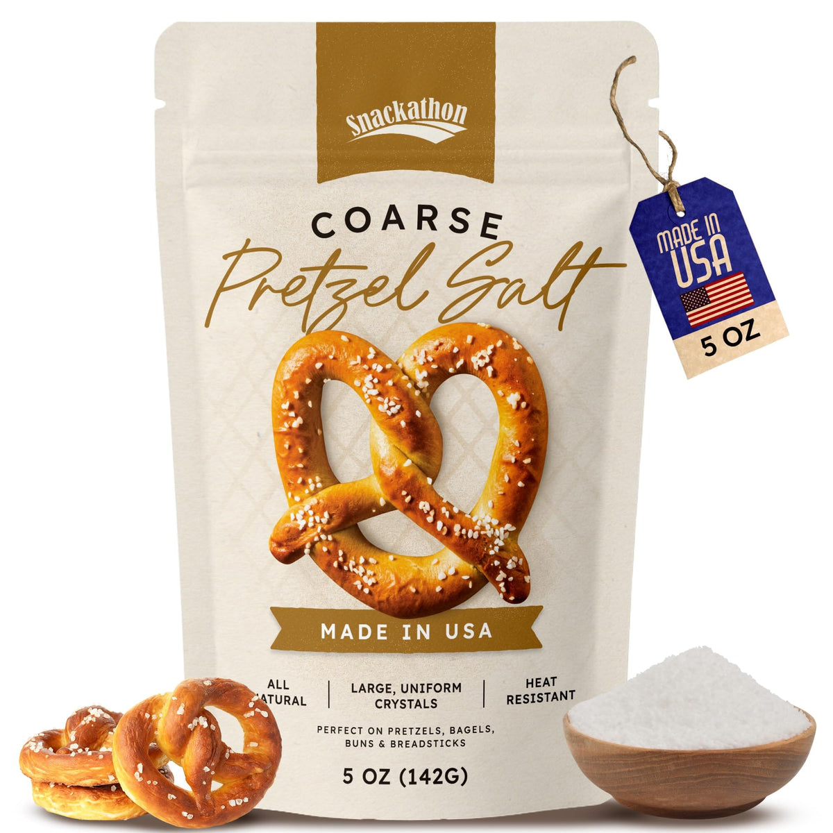 Snackathon Coarse Pretzel Salt, Heat Resistant Large Crystals ...