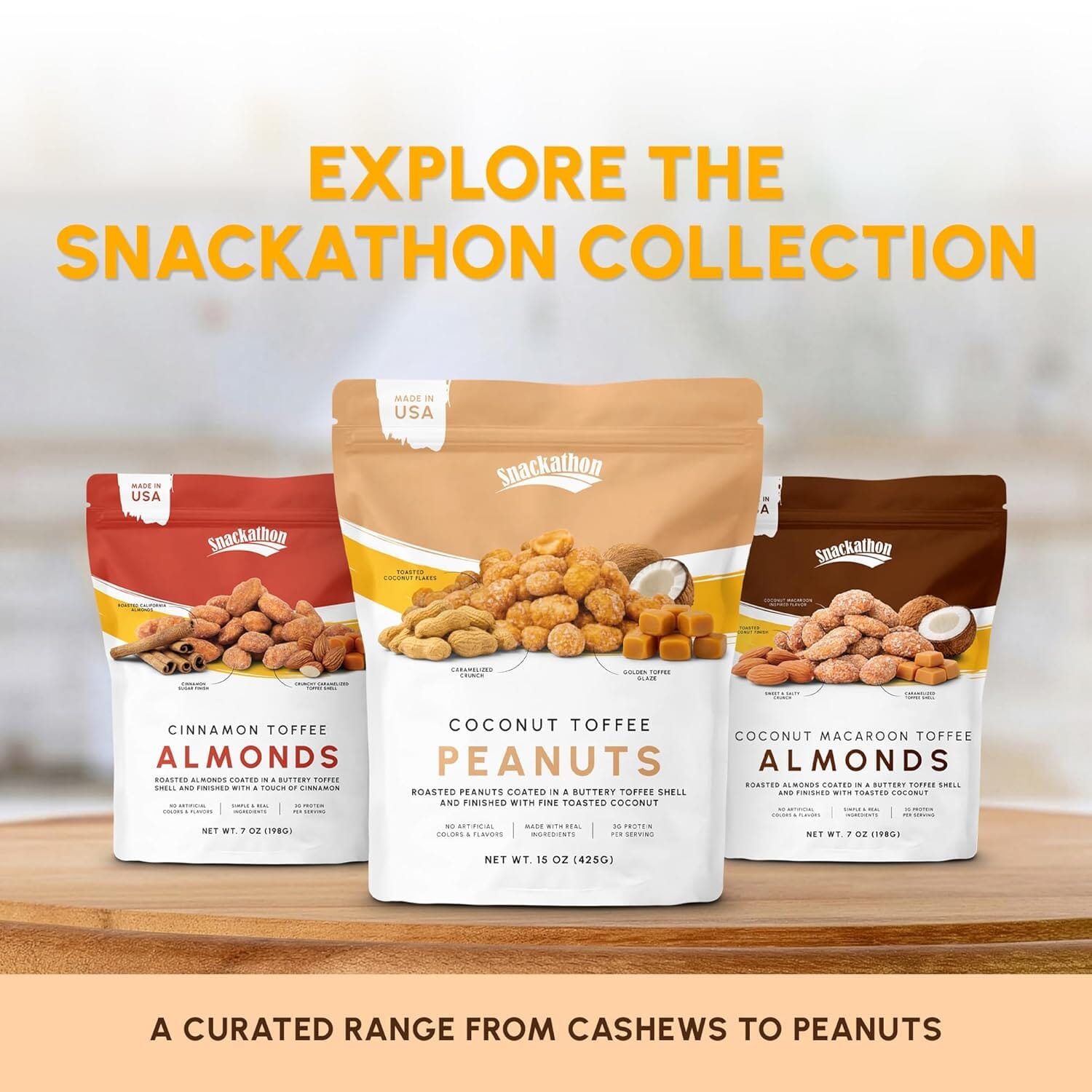Snackathon Coconut Toffee Peanuts,Resealable Bag Snackathon 