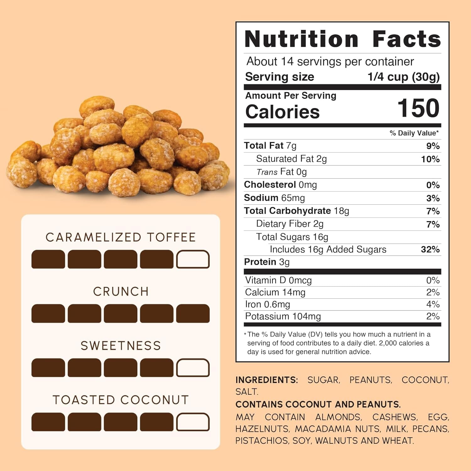 Snackathon Coconut Toffee Peanuts,Resealable Bag Snackathon 