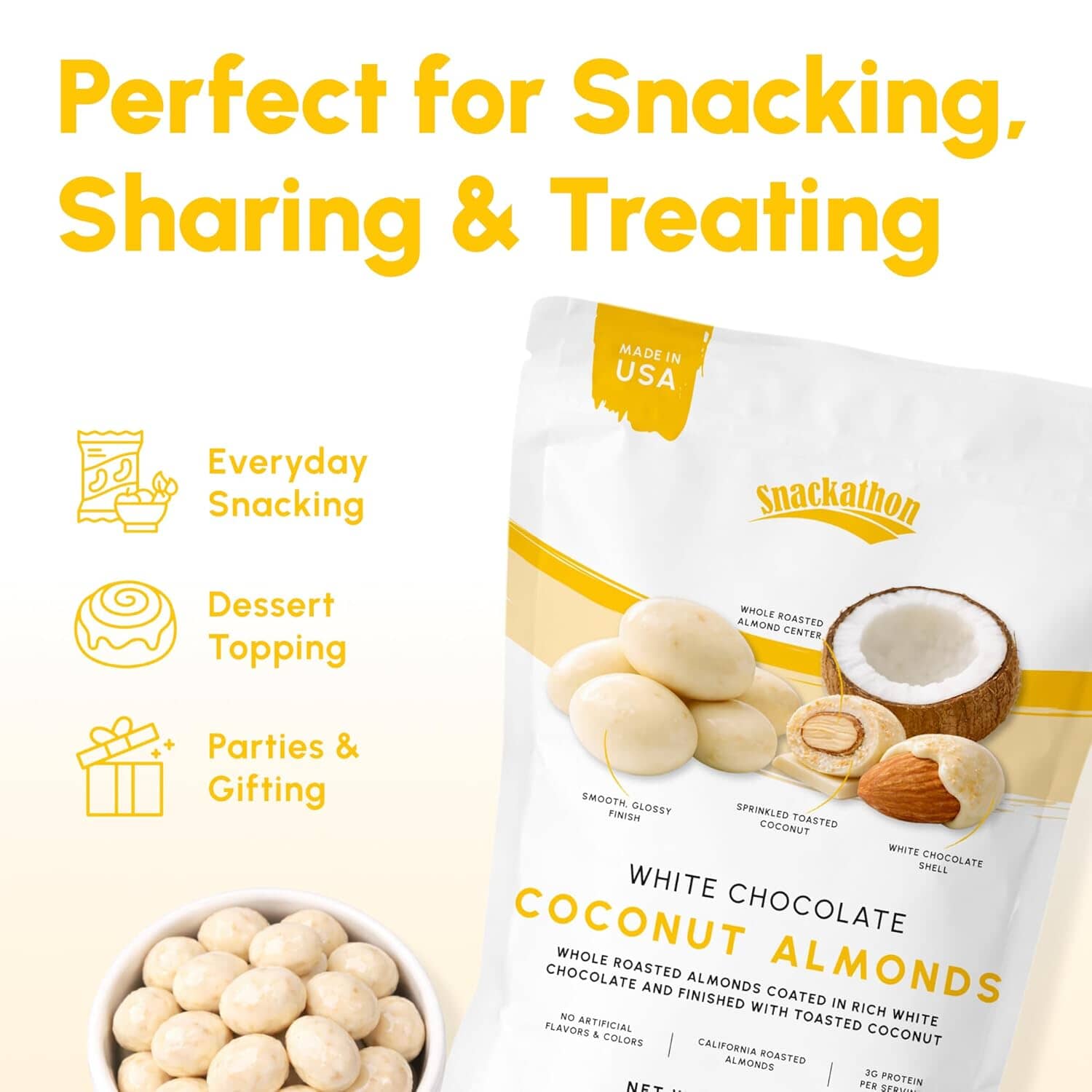 Snackathon Coconut White Chocolate Covered Almonds Snackathon 