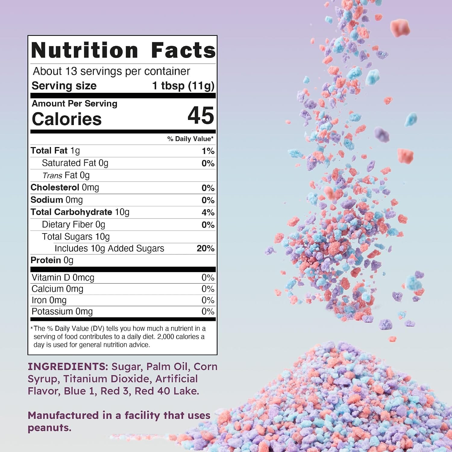 Snackathon Cotton Candy Crunch, 5 oz, Ice Cream Dessert Topping Sprinkles, Crunchy Cotton Candy Flavored Sprinkles, Colorful Crumble Bits for Ice Cream, Frozen Yogurt, Desserts & Cupcakes, Made in USA Snackathon 