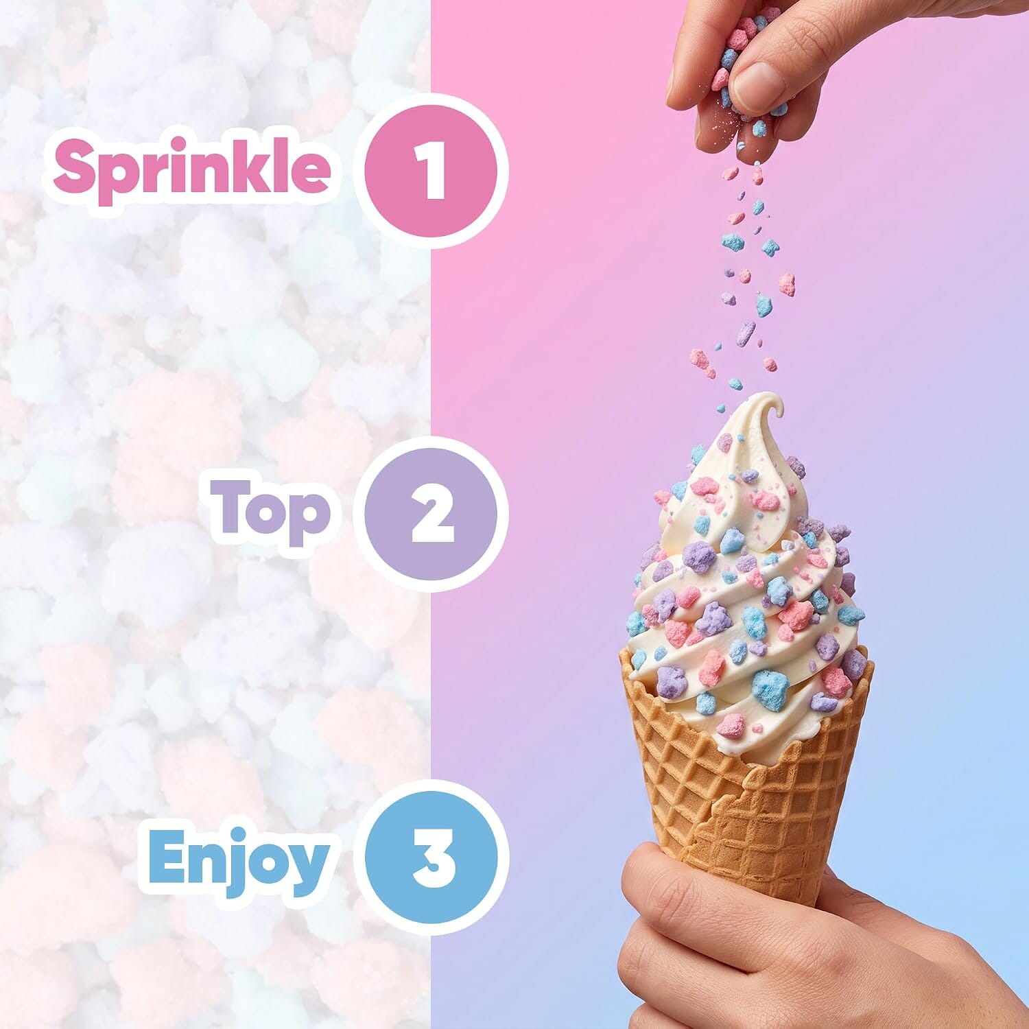 Snackathon Cotton Candy Crunch, 5 oz, Ice Cream Dessert Topping Sprinkles, Crunchy Cotton Candy Flavored Sprinkles, Colorful Crumble Bits for Ice Cream, Frozen Yogurt, Desserts & Cupcakes, Made in USA Snackathon 