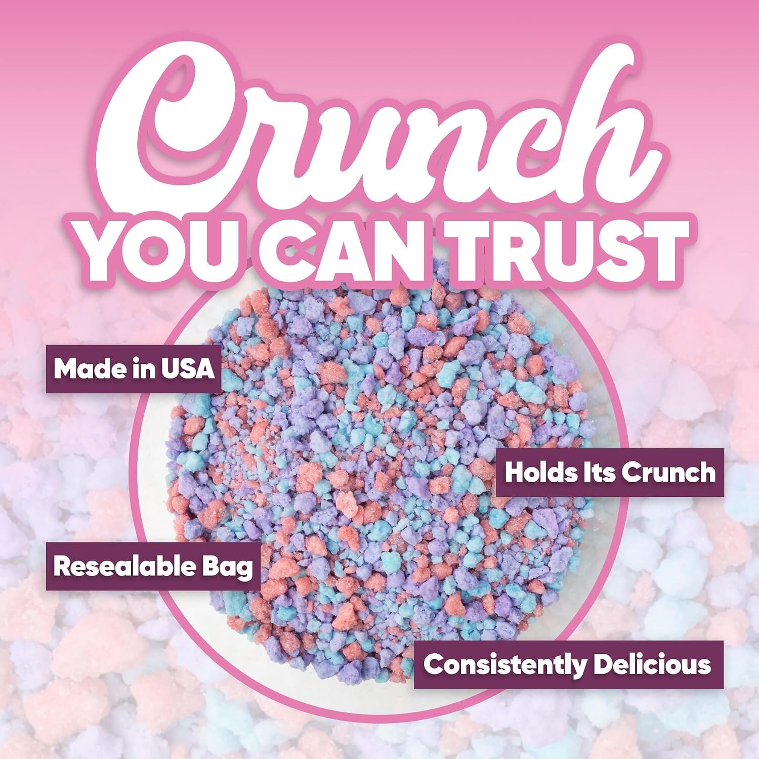 Snackathon Cotton Candy Crunch, 5 oz, Ice Cream Dessert Topping Sprinkles, Crunchy Cotton Candy Flavored Sprinkles, Colorful Crumble Bits for Ice Cream, Frozen Yogurt, Desserts & Cupcakes, Made in USA Snackathon 