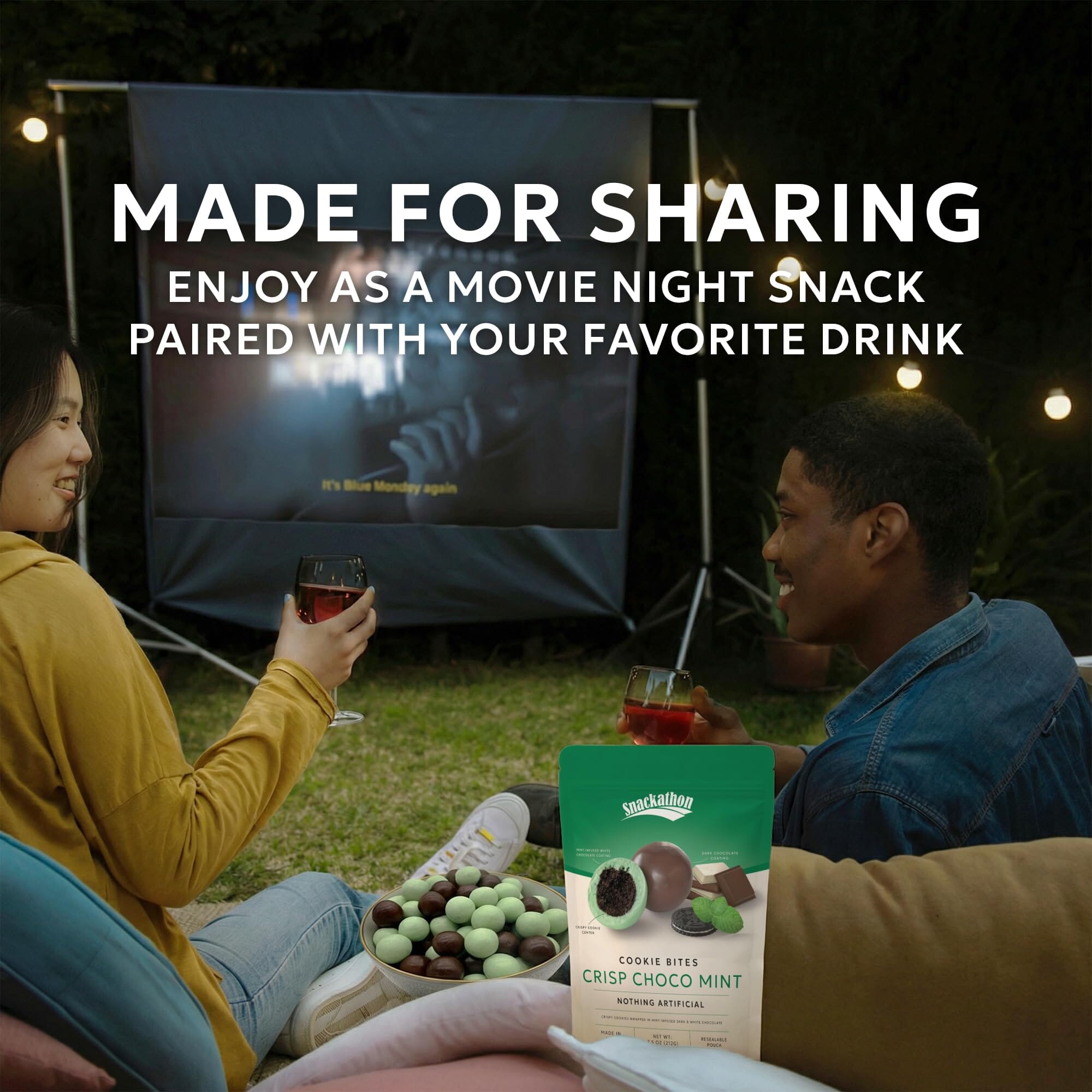 Snackathon Crisp Choco Mint Cookie Bites, Mint White and Dark Chocolate Covered Cookie Bite Snackathon Foods 