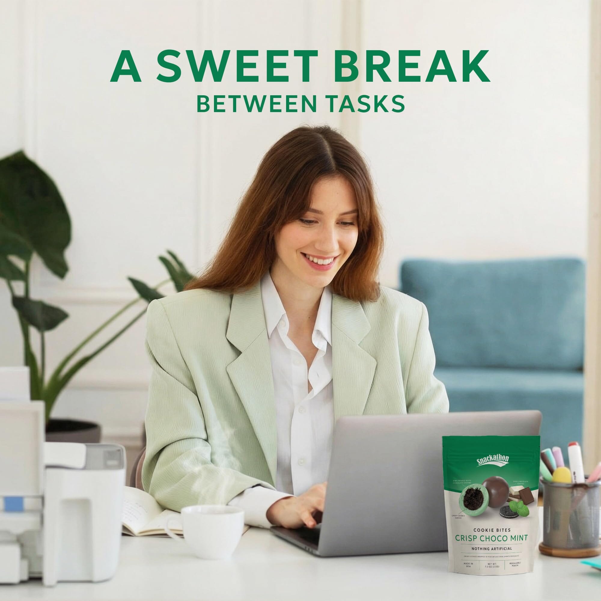 Snackathon Crisp Choco Mint Cookie Bites, Mint White and Dark Chocolate Covered Cookie Bite Snackathon Foods 