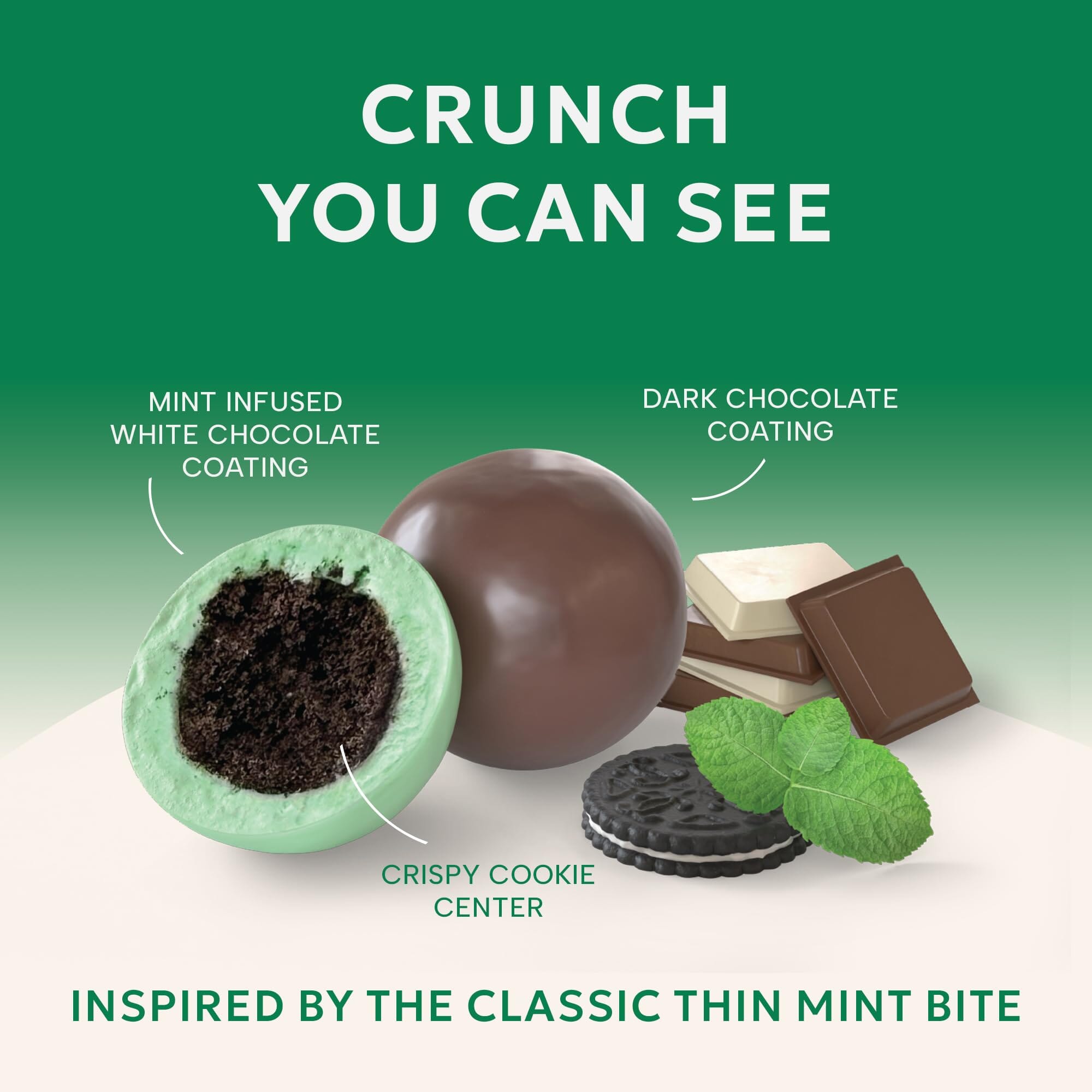 Snackathon Crisp Choco Mint Cookie Bites, Mint White and Dark Chocolate Covered Cookie Bite Snackathon Foods 