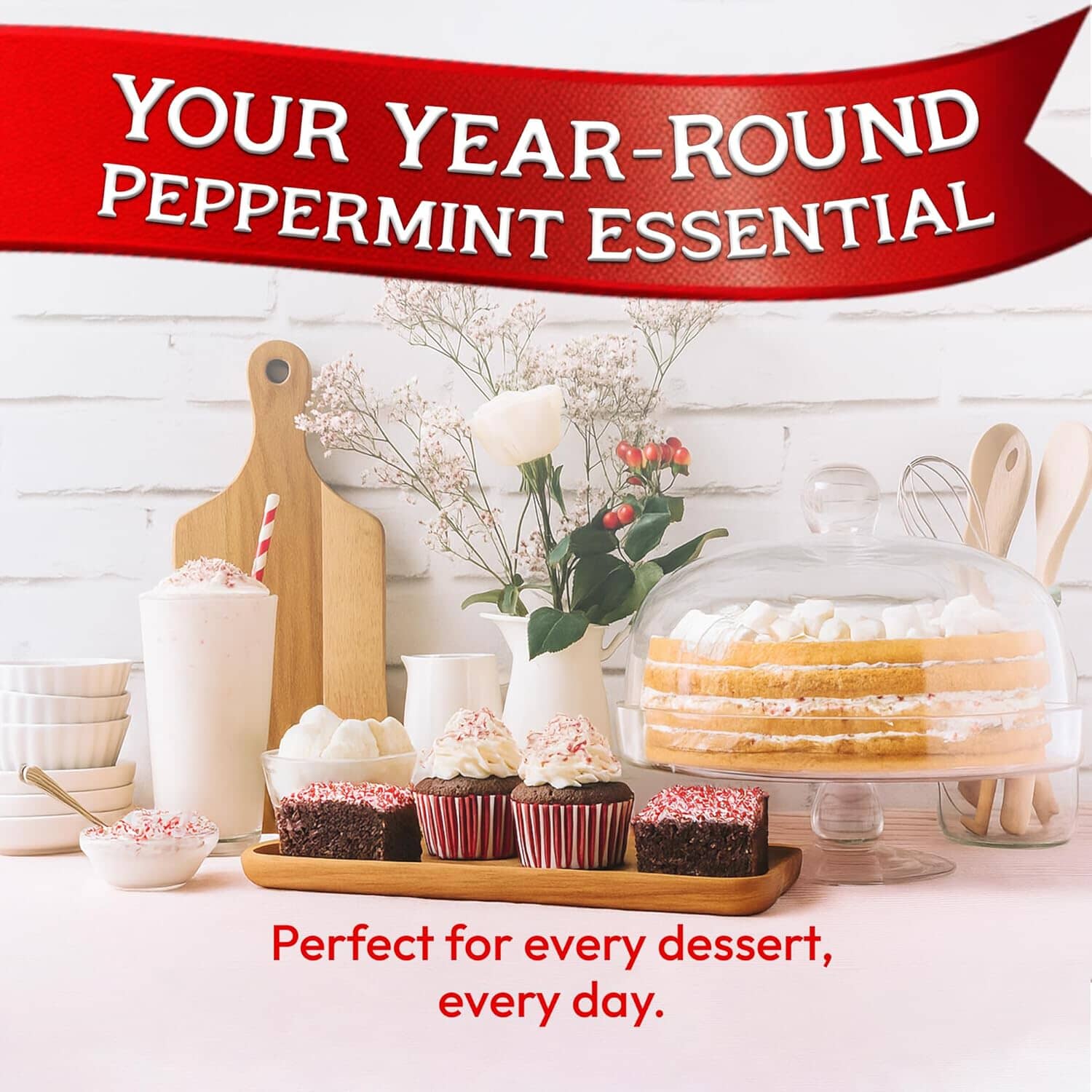 Snackathon Crushed Peppermint Candy Pieces, Natural Red & White Mint Bits, 19 Oz Pouch Snackathon 