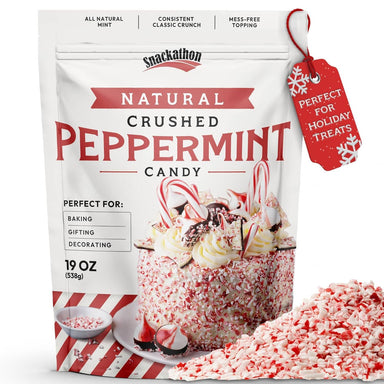 Snackathon Crushed Peppermint Candy Pieces, Natural Red & White Mint Bits, 19 OZ Snackathon 
