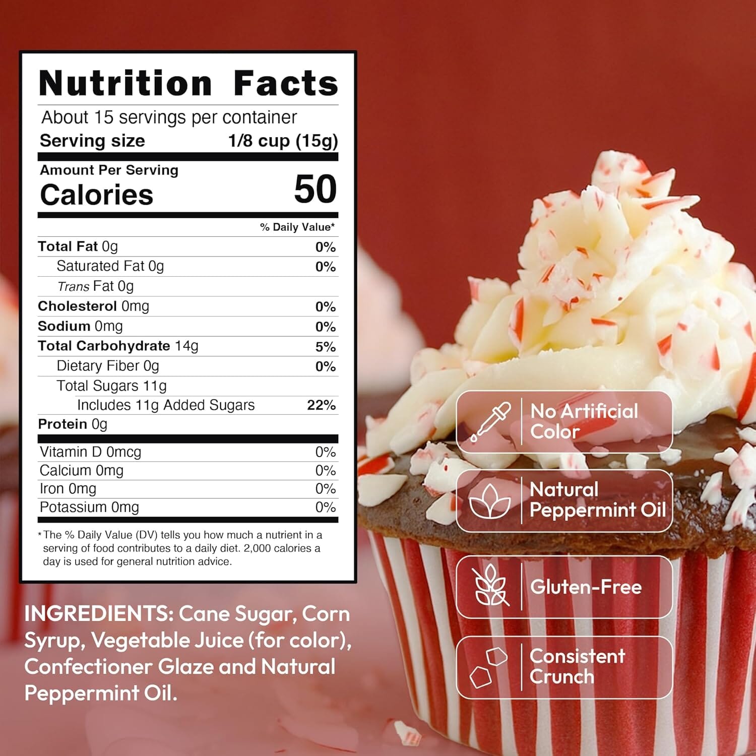 Snackathon Crushed Peppermint Candy Pieces – Natural Red & White Mint Bits Snackathon 