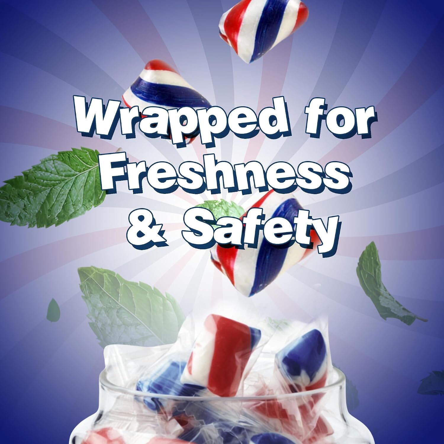 Snackathon Cylinder-Shaped Twists Hard Candy, Bulk Individually Wrapped, Patriotic Red, White & Blue Peppermint Twists, 1 Pound Snackathon 